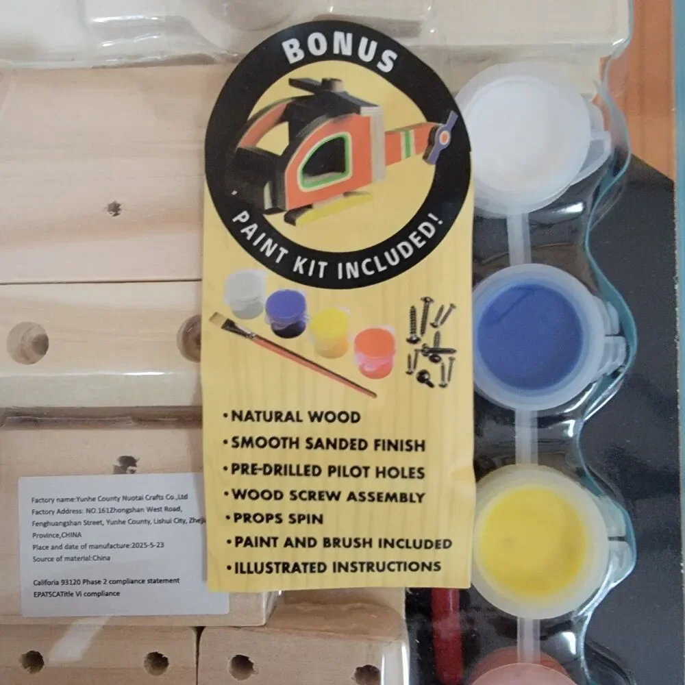 Kid-Built Helicopter Build-It-Yourself Wooden Toy Kit Paint